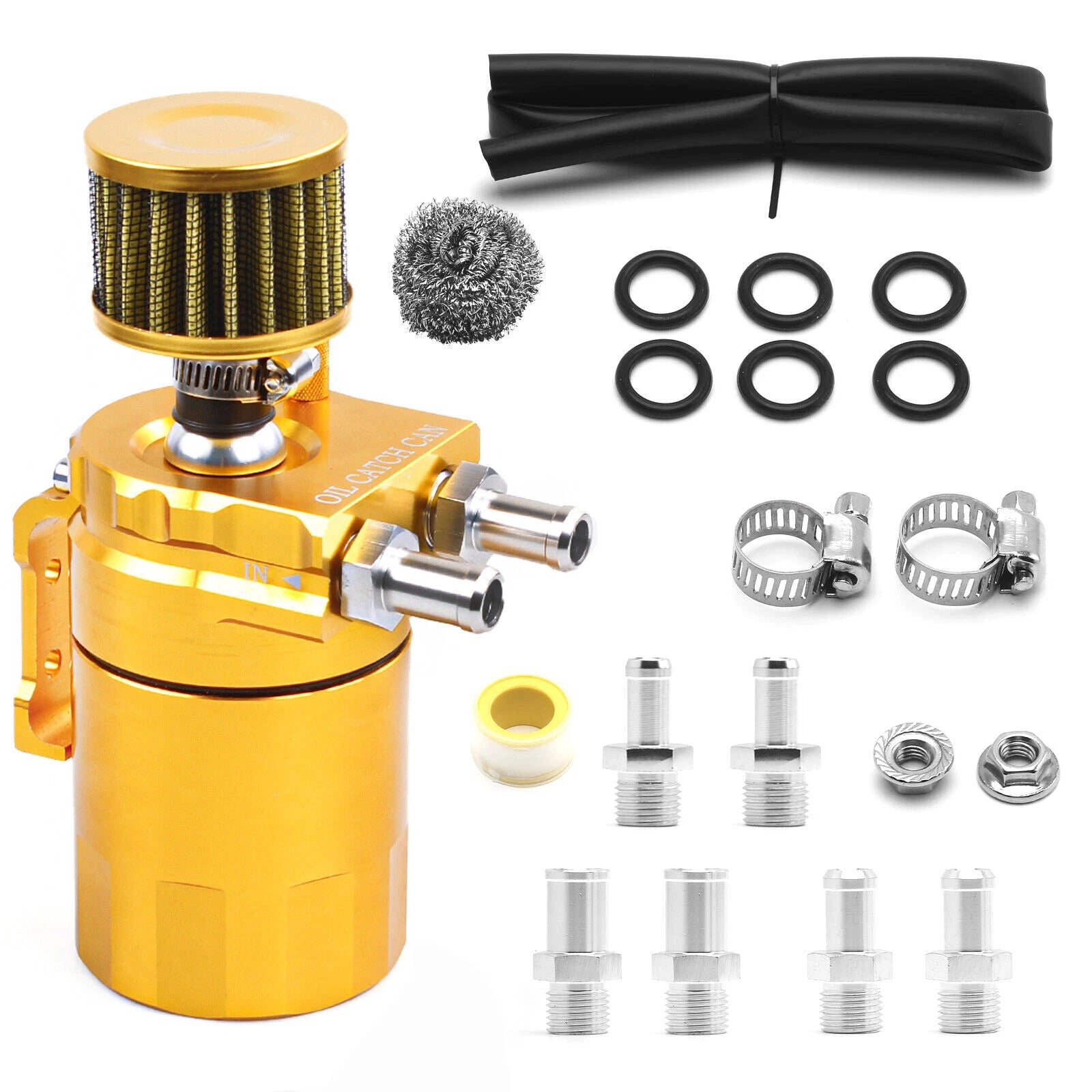 Oil Catch Can Kit for Universal Vehicles (300ML, Baffled Aluminum)
