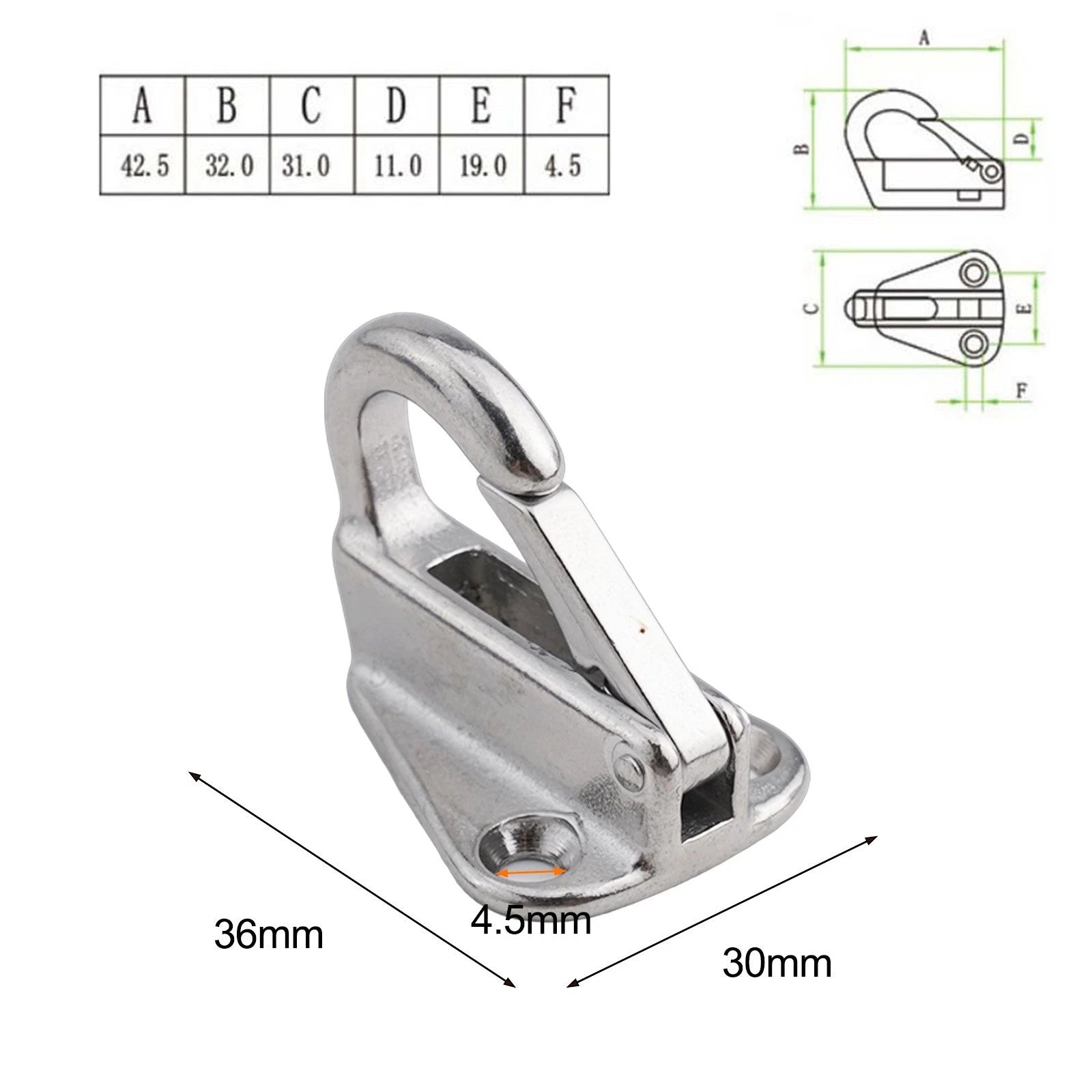 10X Stainless Steel Spring Snap Fending Hook for Marine Boat