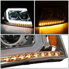 Chrome Amber LED DRL Sequential Signal Projector Headlights for Ford F150 (2004–2008)