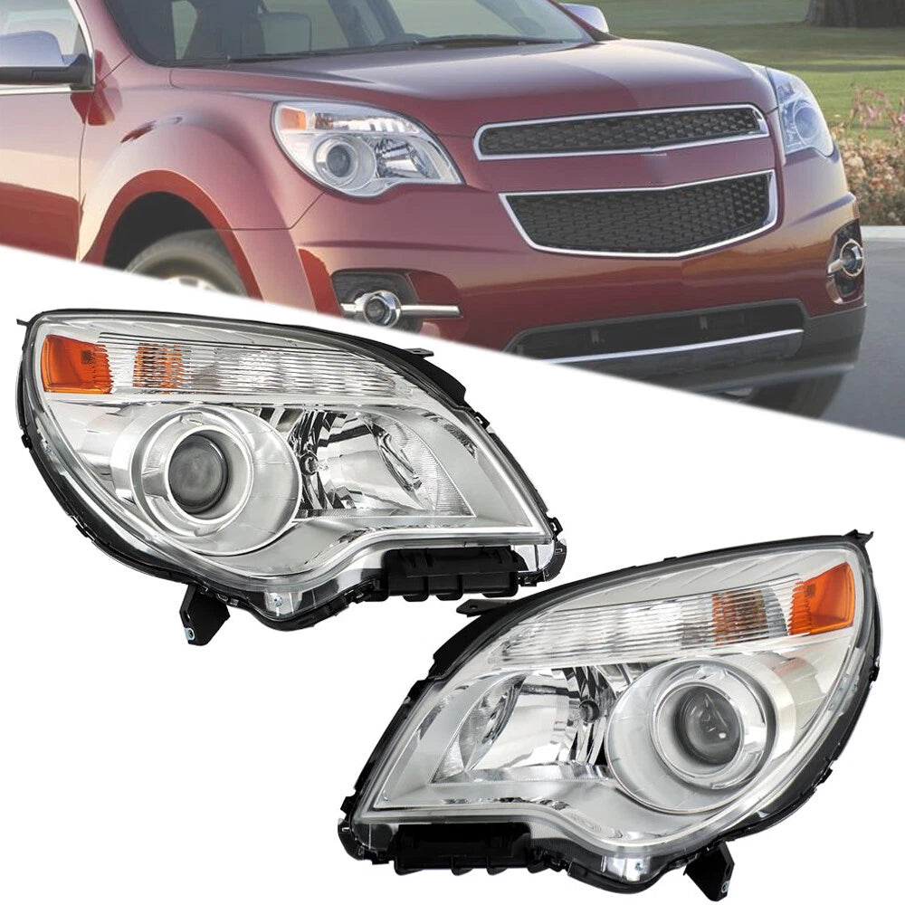 Set of 2 Headlight Assemblies for Chevy Equinox (2011â2015) Chrome Halogen