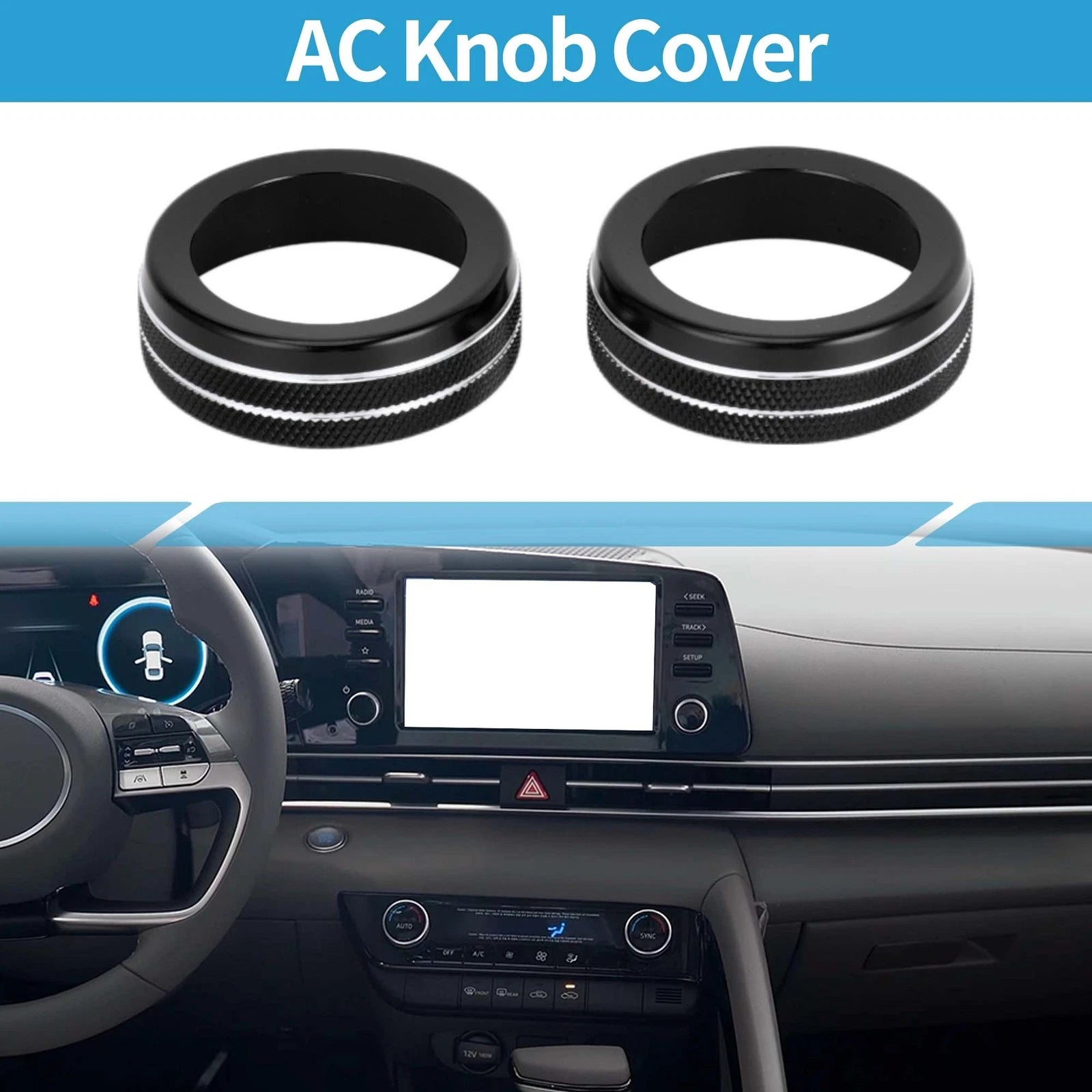 2X AC Climate Heater Switch Knob Cover Ring for Hyundai Elantra (2021–2024)