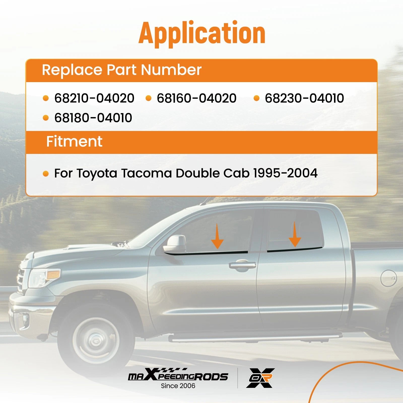 4X Window Moulding Trim Weatherstrip Kit for Toyota Tacoma Double Cab (1995–2015)