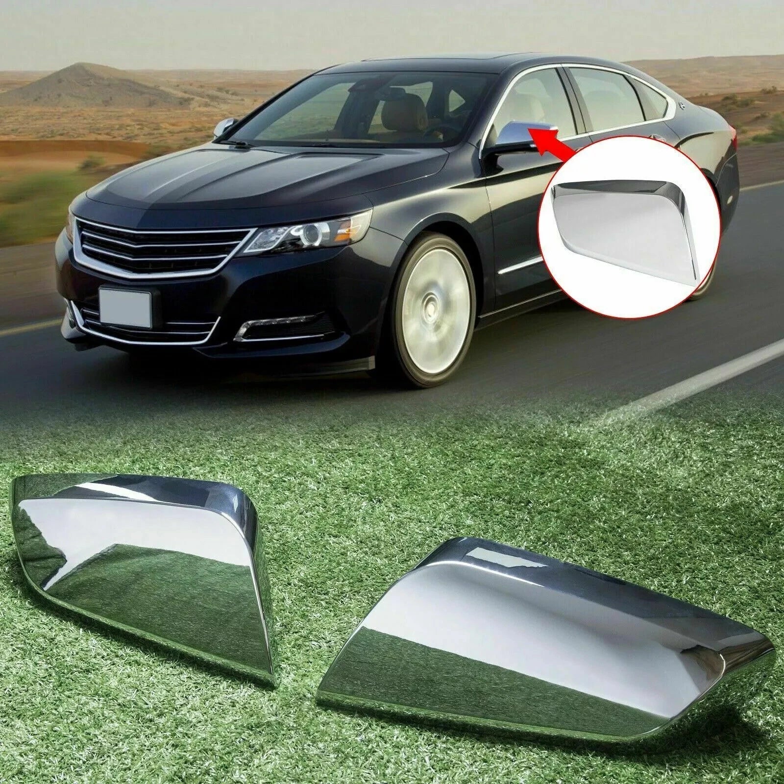 Chrome Triple Mirror Covers for Chevy Impala (2014–2020)