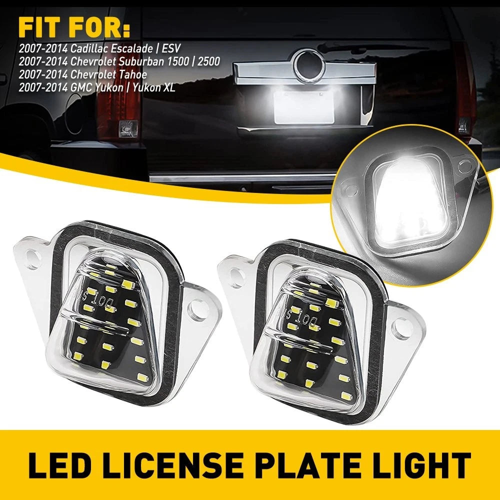 LED License Plate Lights for Cadillac Escalade, Chevrolet Tahoe, GMC Yukon (2007–2014)