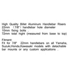 Handle Bar Riser Mounting Clamps for Motorcycle Bike 7/8" Chrome