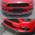 3X Carbon Fiber Look Front Bumper Lip Spoiler for Ford Mustang (2015–2017)