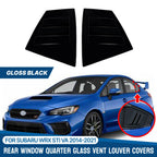 Pair Gloss Black Rear Window Louver Shutter Cover for Subaru WRX STI (2014–2021)