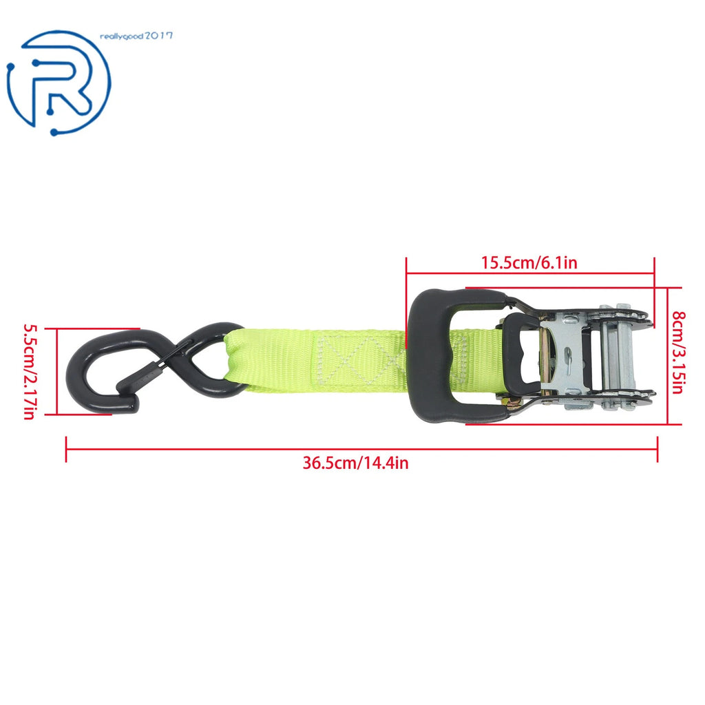 Set of 4 Heavy Duty 1.6" × 8' Tie Down Ratchet Straps with S Hook
