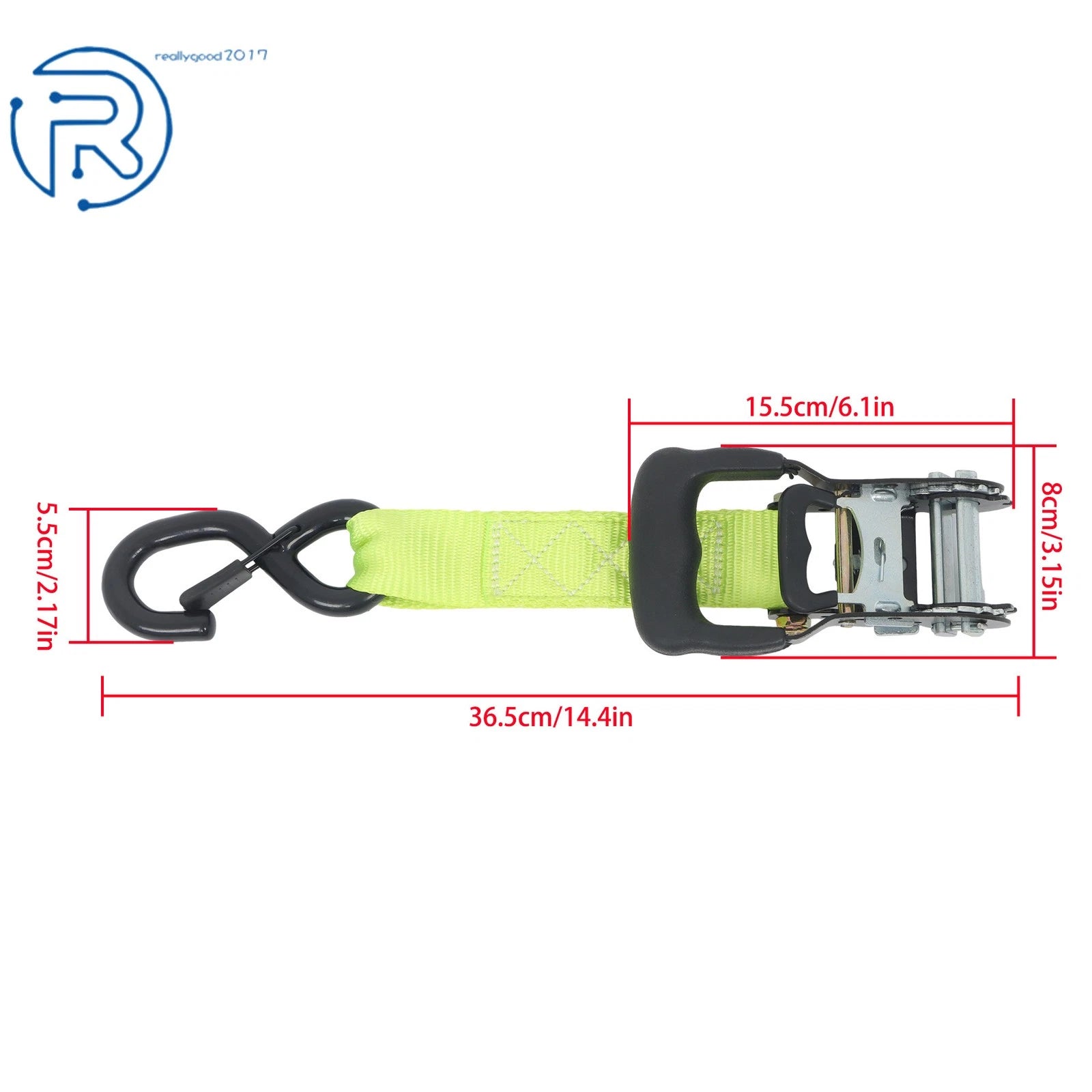 Set of 4 Heavy Duty 1.6" × 8' Tie Down Ratchet Straps with S Hook