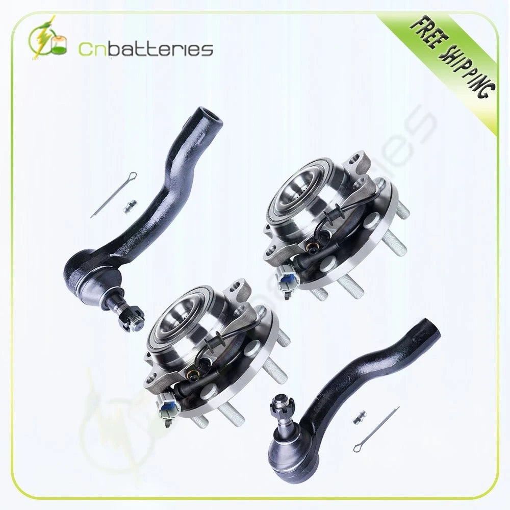 Front Wheel Bearing Hub + Outer Tie Rod Ends for Nissan Frontier (2005–2016)