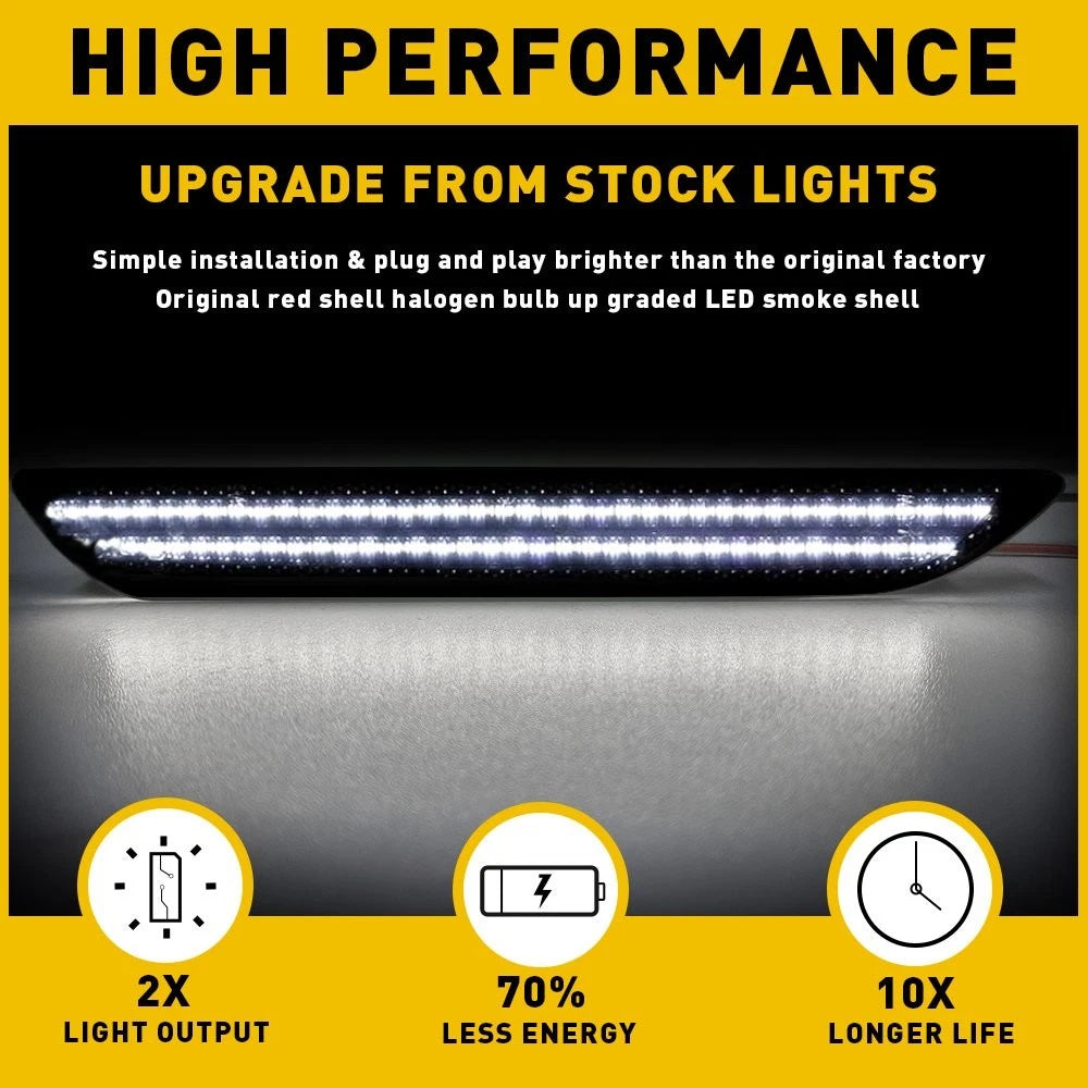 2X White LED Rear Marker Side Lights for Ford Mustang (2015–2022)
