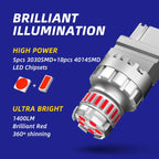 2X LED Strobe Brake Light Bulbs