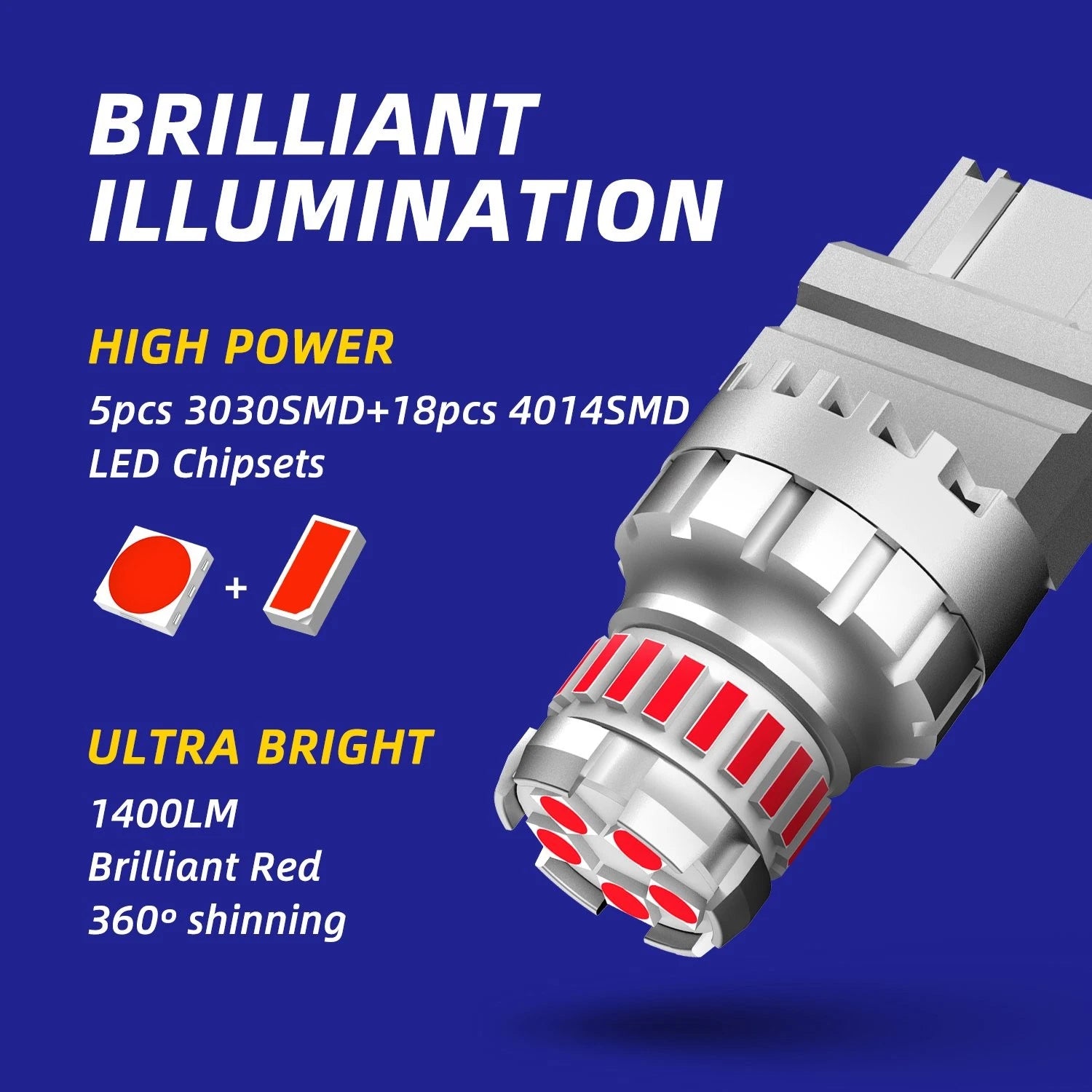 2X LED Strobe Brake Light Bulbs
