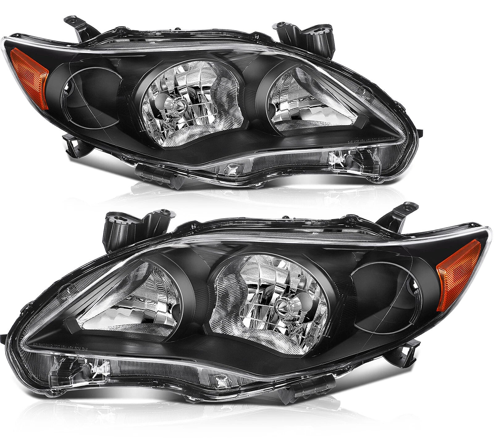 Headlights Pair for Toyota Corolla (2011–2013) Black Housing Replacement