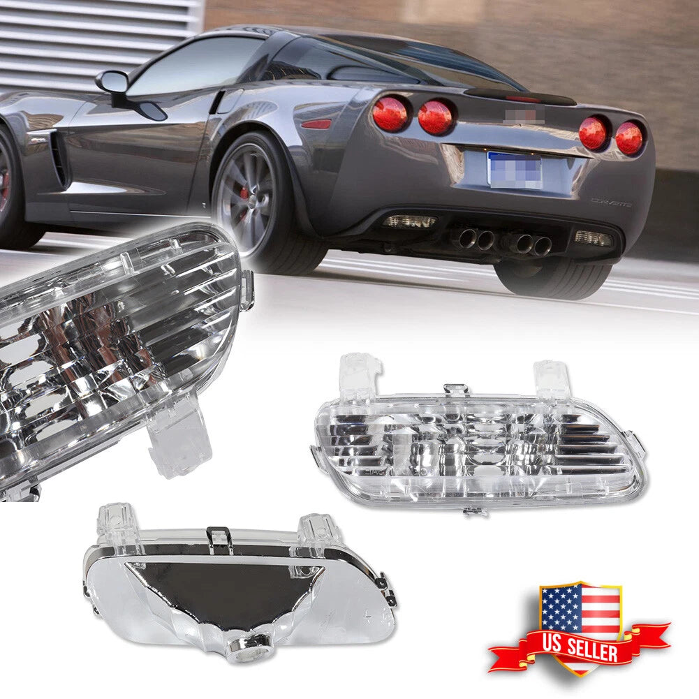 2X Clear Lens Chrome Rear Bumper Backup Lights for Corvette C6 (2005–2013)