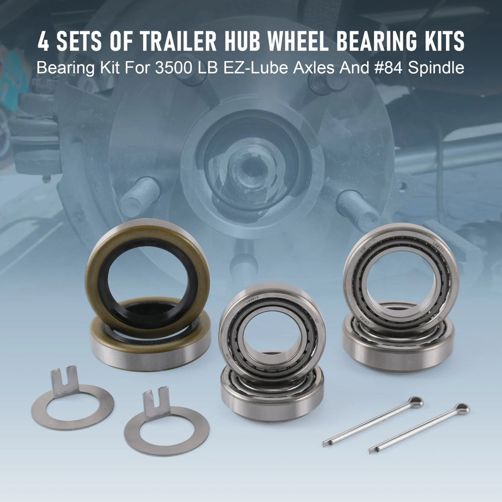 Set of 4 Trailer Wheel Bearings for 3500lb Trailer Axle (L68149, L44649)