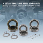 Set of 4 Trailer Wheel Bearings for 3500lb Trailer Axle (L68149, L44649)