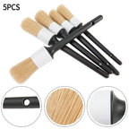 Set of 5 Soft Boar Hair Auto Detailing Brushes for Car Cleaning Wheels