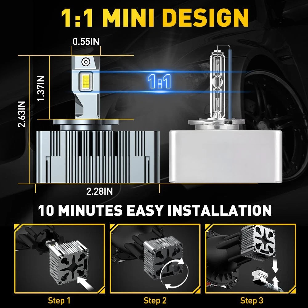 AUXITO D5S HID LED Headlight Bulbs for Chevy Silverado 1500 (2016–2018)