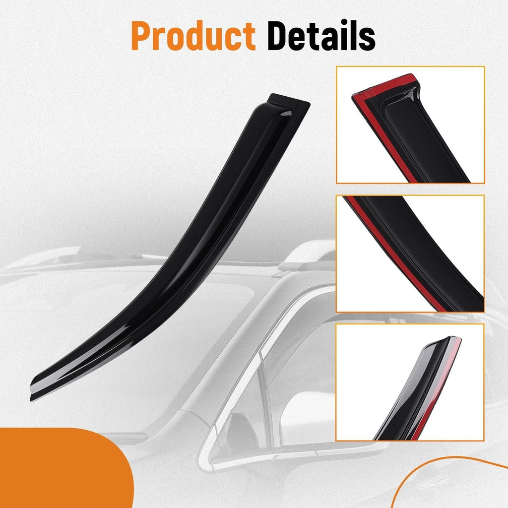 Set of 4 Rain Guard Window Deflectors for Nissan Rogue (2014–2020) Black