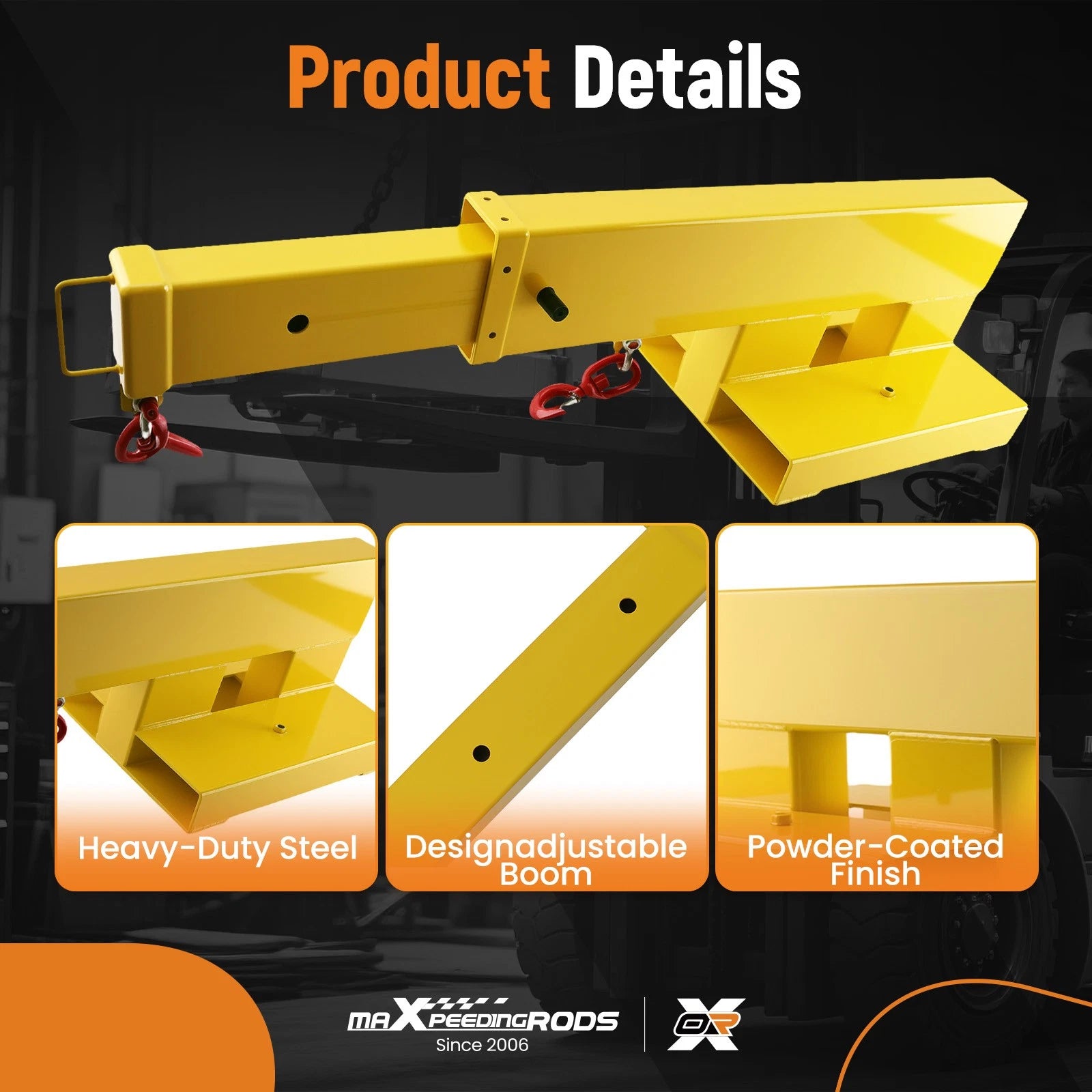 Telescopic Boom Forklift Hoist Crane Attachment 31-79" 5500lb Capacity