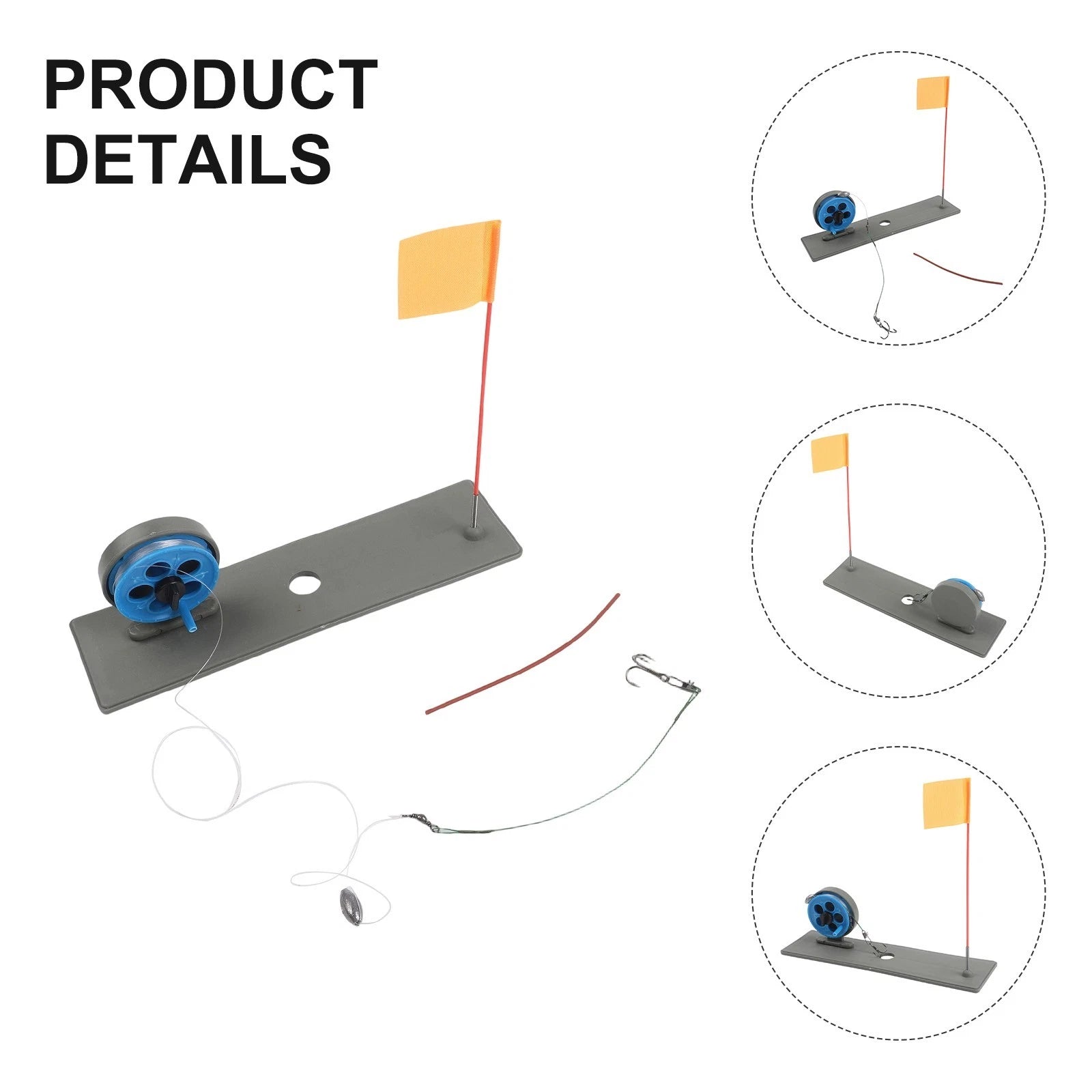 Winter Ice Fishing Rod Tip Up with Flag Marker