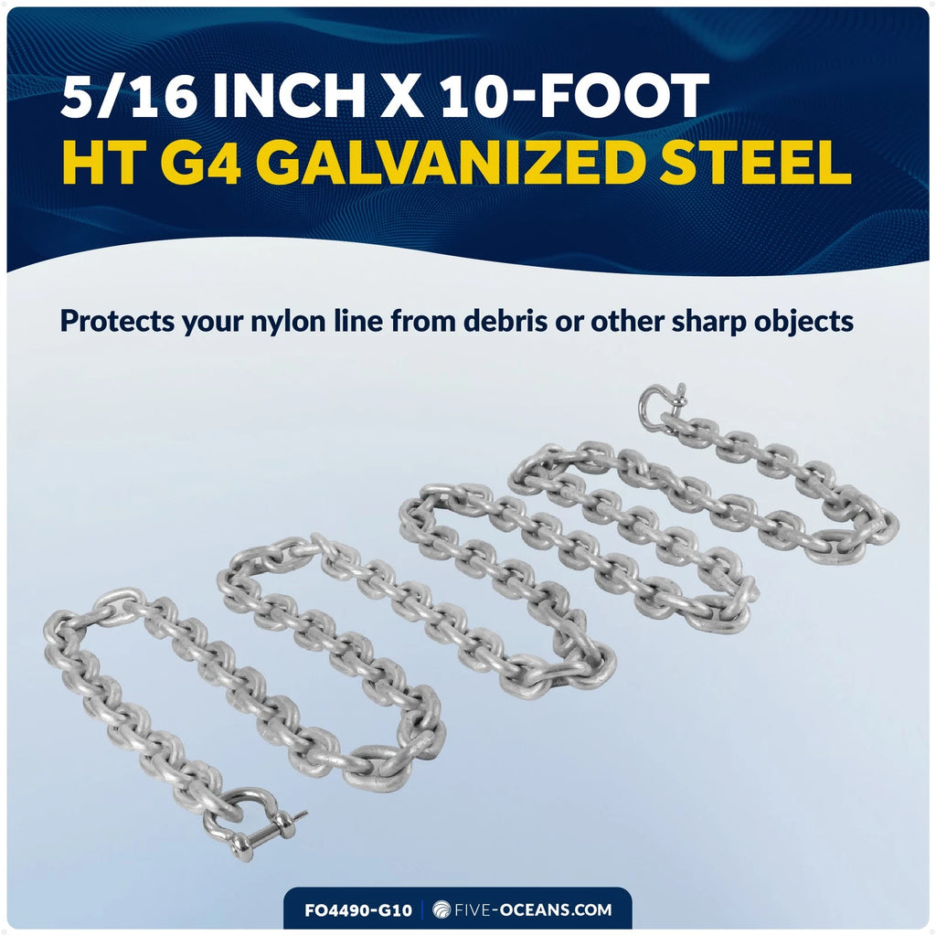 5/16" x 10' Lead Chain with Shackles for Boat Anchor (HTG4)