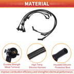 6 Pcs Spark Plug Wire Ignition Coil Cable No.XU2Z12259AA for Ford Mustang (2005–2014)