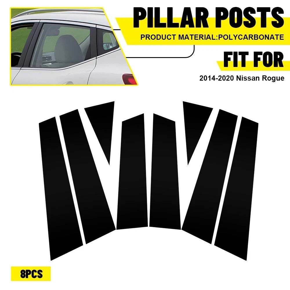 Set of 8 Door Pillar Posts Trim for Nissan Rogue (2014–2020)