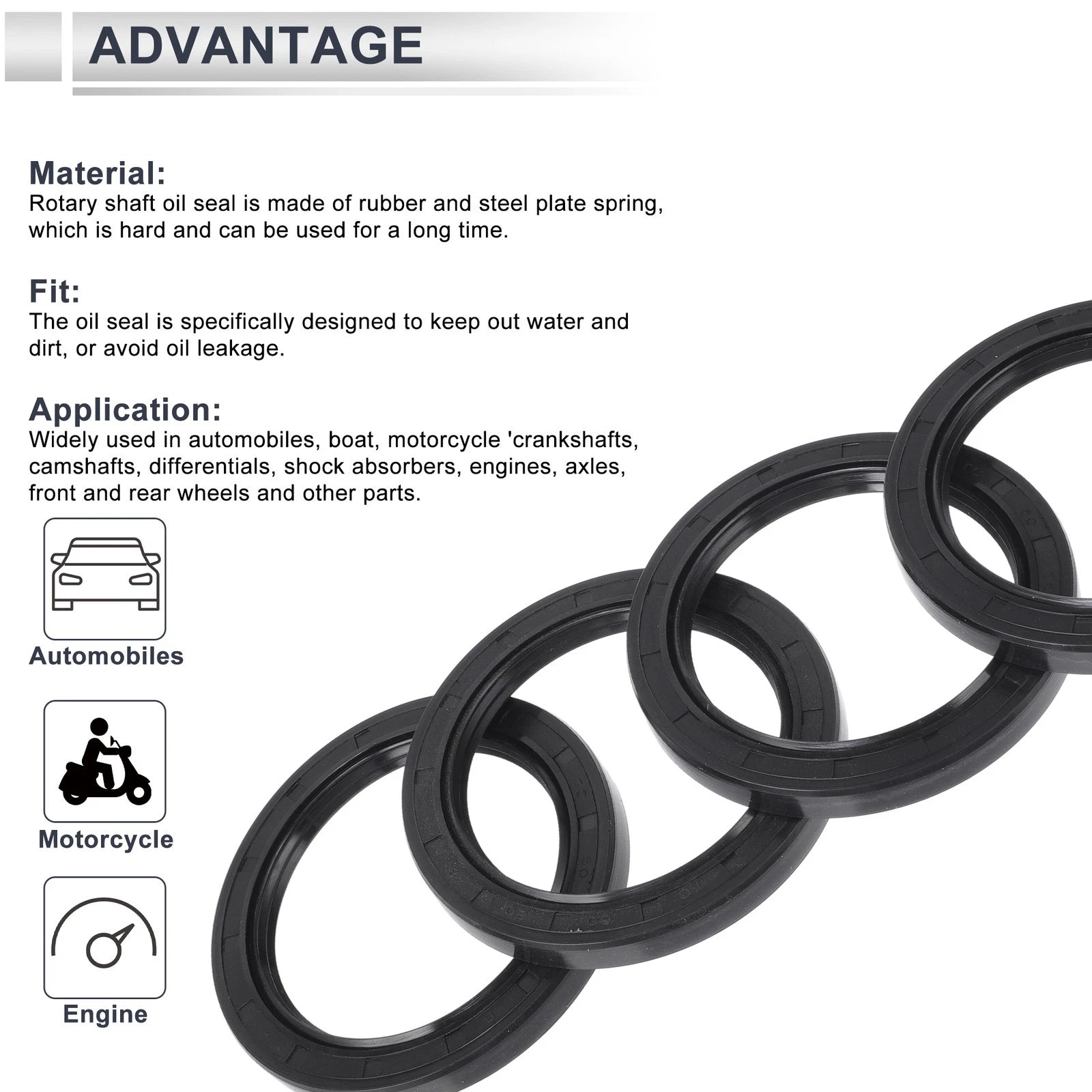 Set of 5 Oil Seal Rotary Shaft Seal NBR Rubber 60x80x8mm