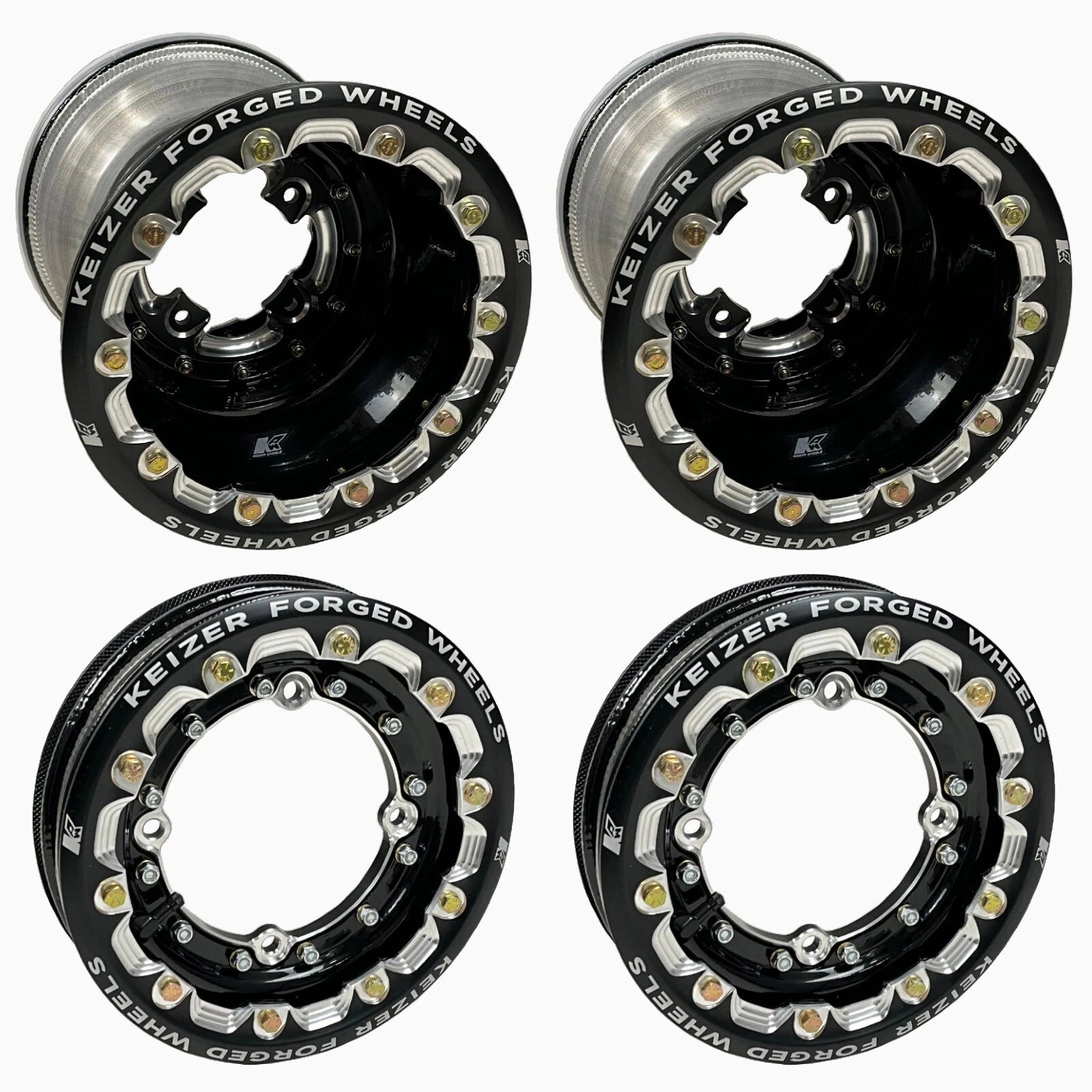Set of 2 Keizer Racing Dual Beadlock Rims 9" Rear 10" Skinny for Banshee Raptor YFZ450R