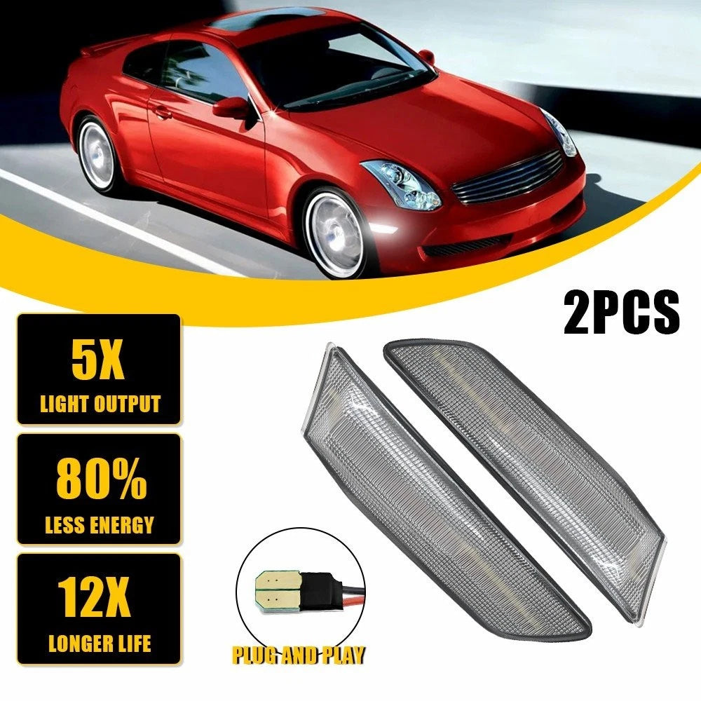 2X White Side Marker Lights for Infiniti G35 Coupe (2003–2007)