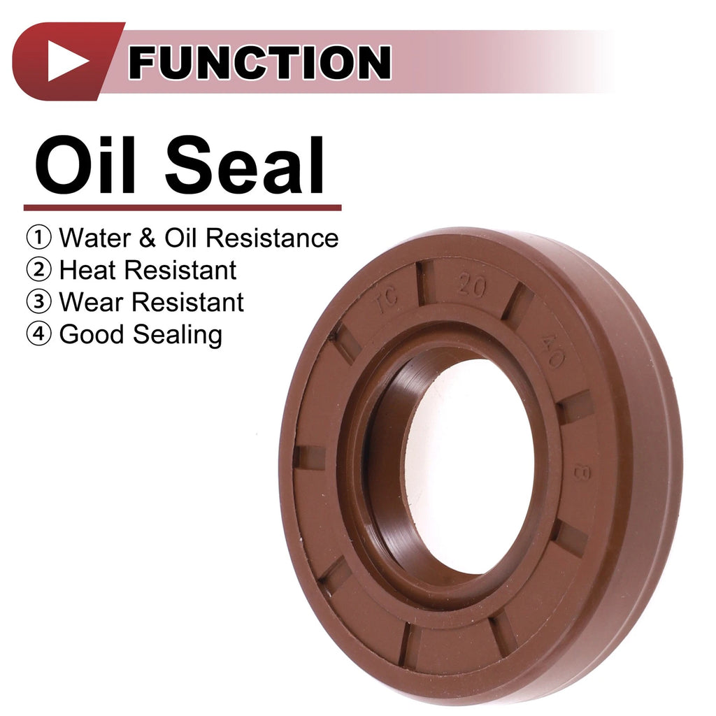 Set of 2 Oil Seal Rotary Shaft Seal FKM Rubber 20x40x8mm