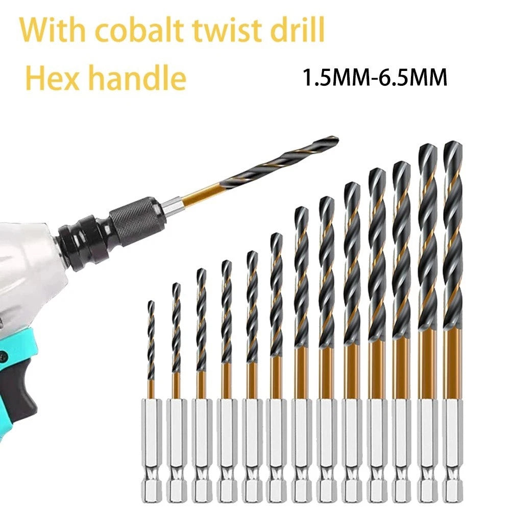 HSS Drill Bit Set 1.5-6.5mm 1/4" Hex Shank Adapter for Aluminium/Wood