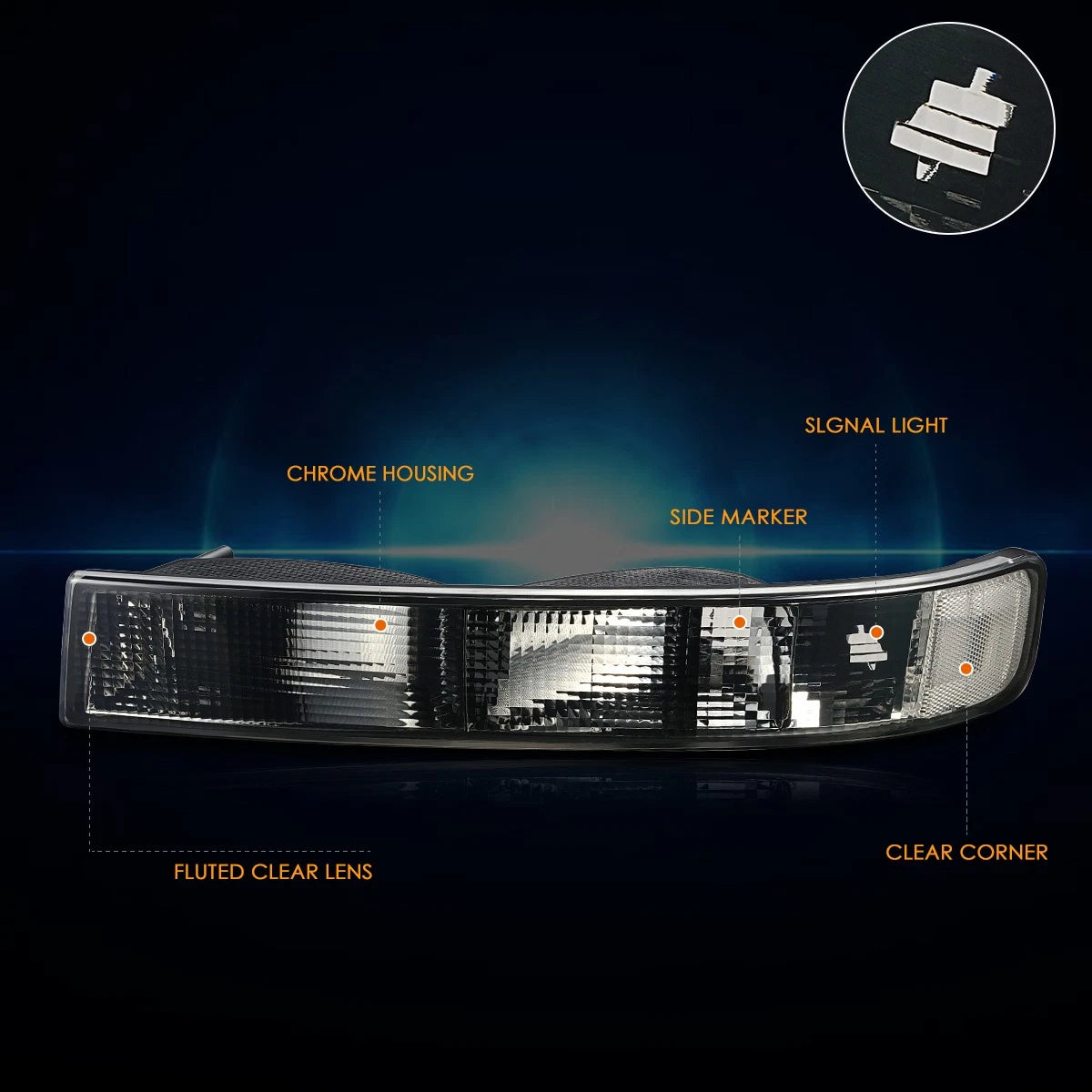 Parking Turn Signal Bumper Light Smoked/Clear for Express/Savana 1500-4500 (2003–2024)