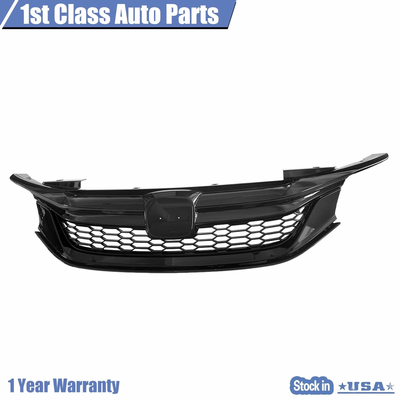 Glossy Black Honeycomb Grille for Honda Accord Sedan (2016–2017)