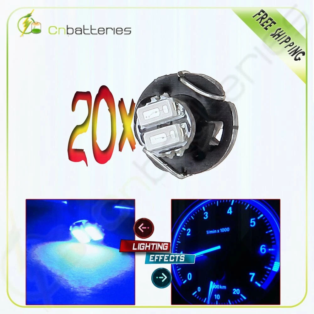 20x T3 Neo Wedge 3014 2SMD LED Bulbs for Center Console A/C Lamp Light