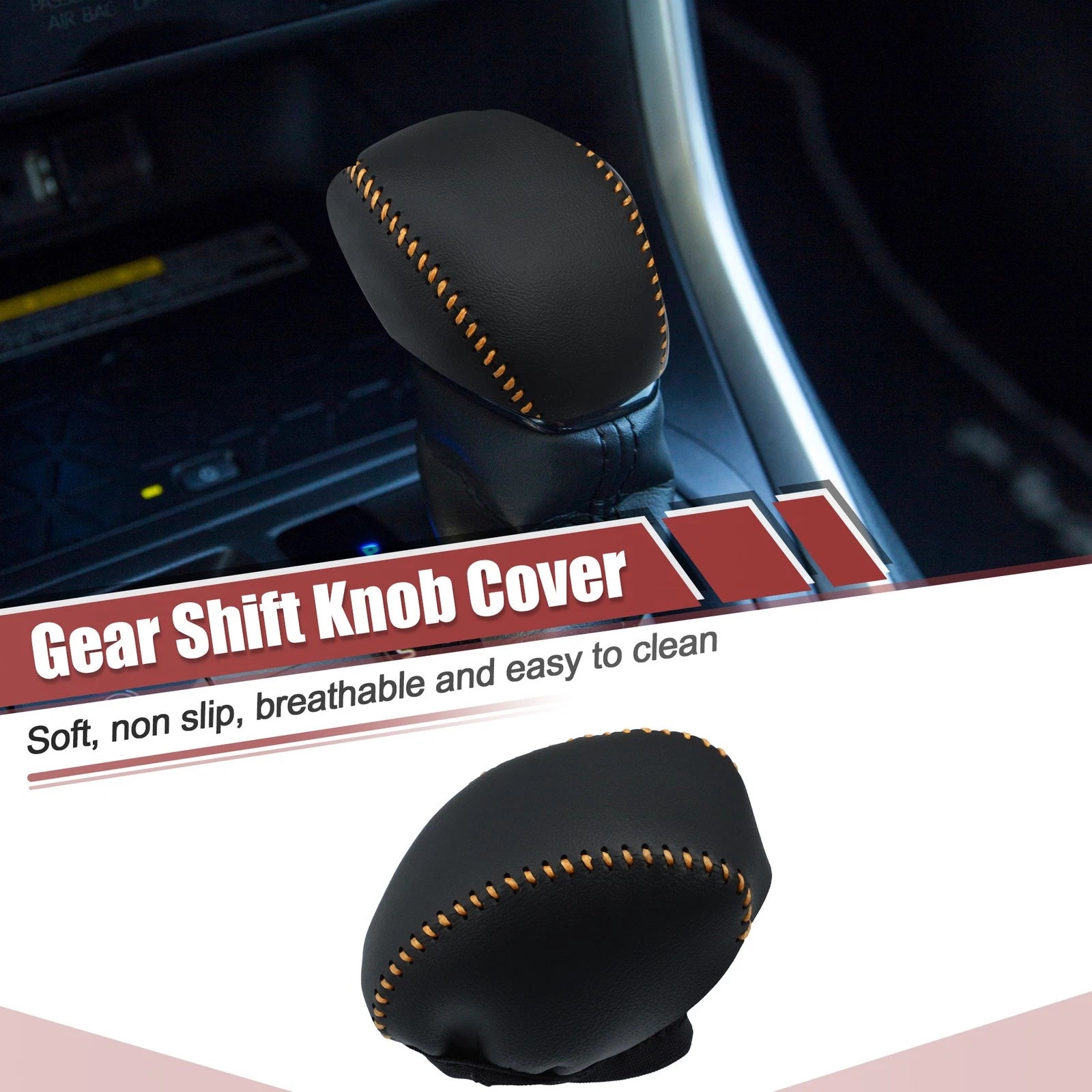 Gear Shift Knob Cover Protector for Toyota RAV4 (2019–2023) Black/Orange
