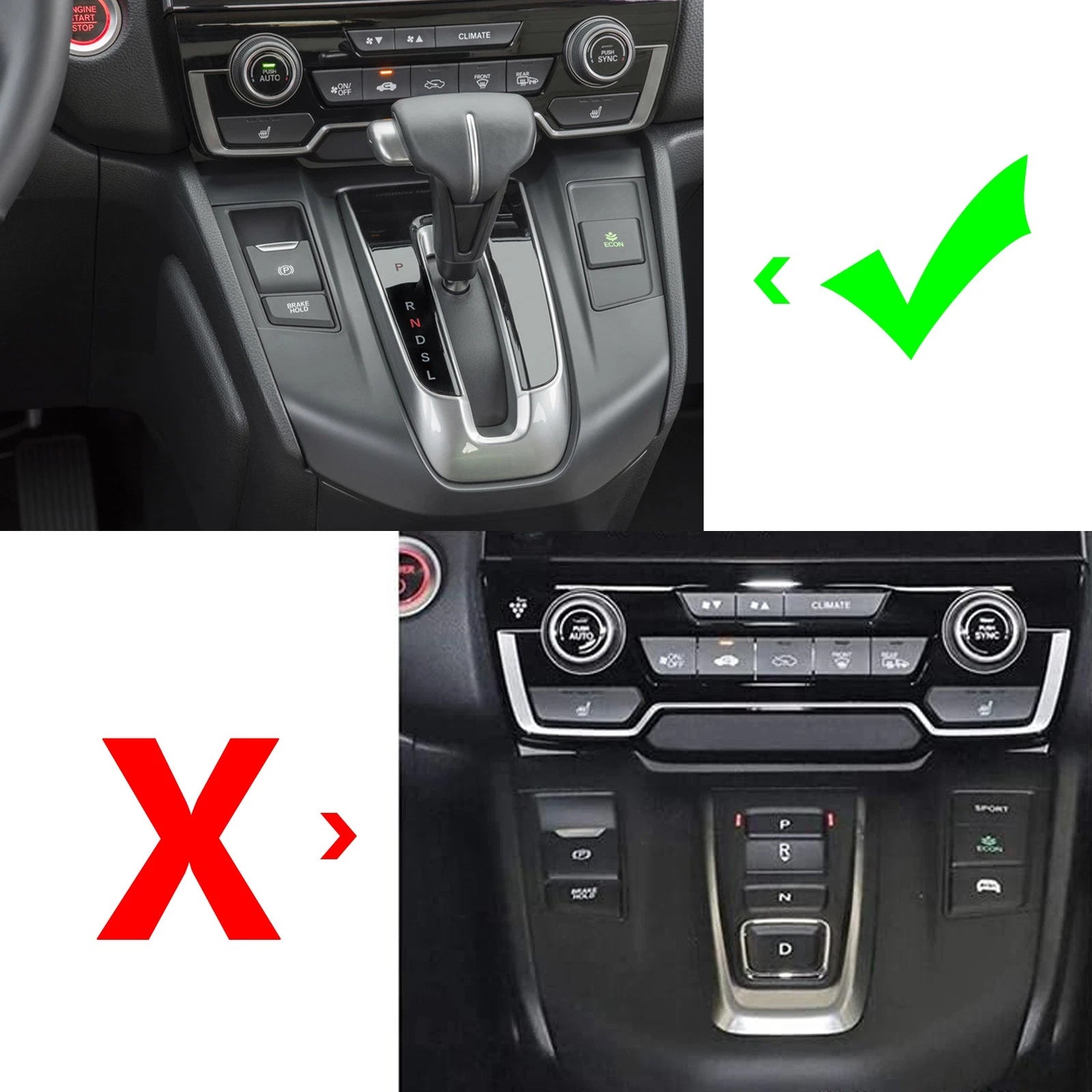 Carbon Fiber Grain Gear Shift Knob Media Panel Cover for Honda CR-V (2017-2022)