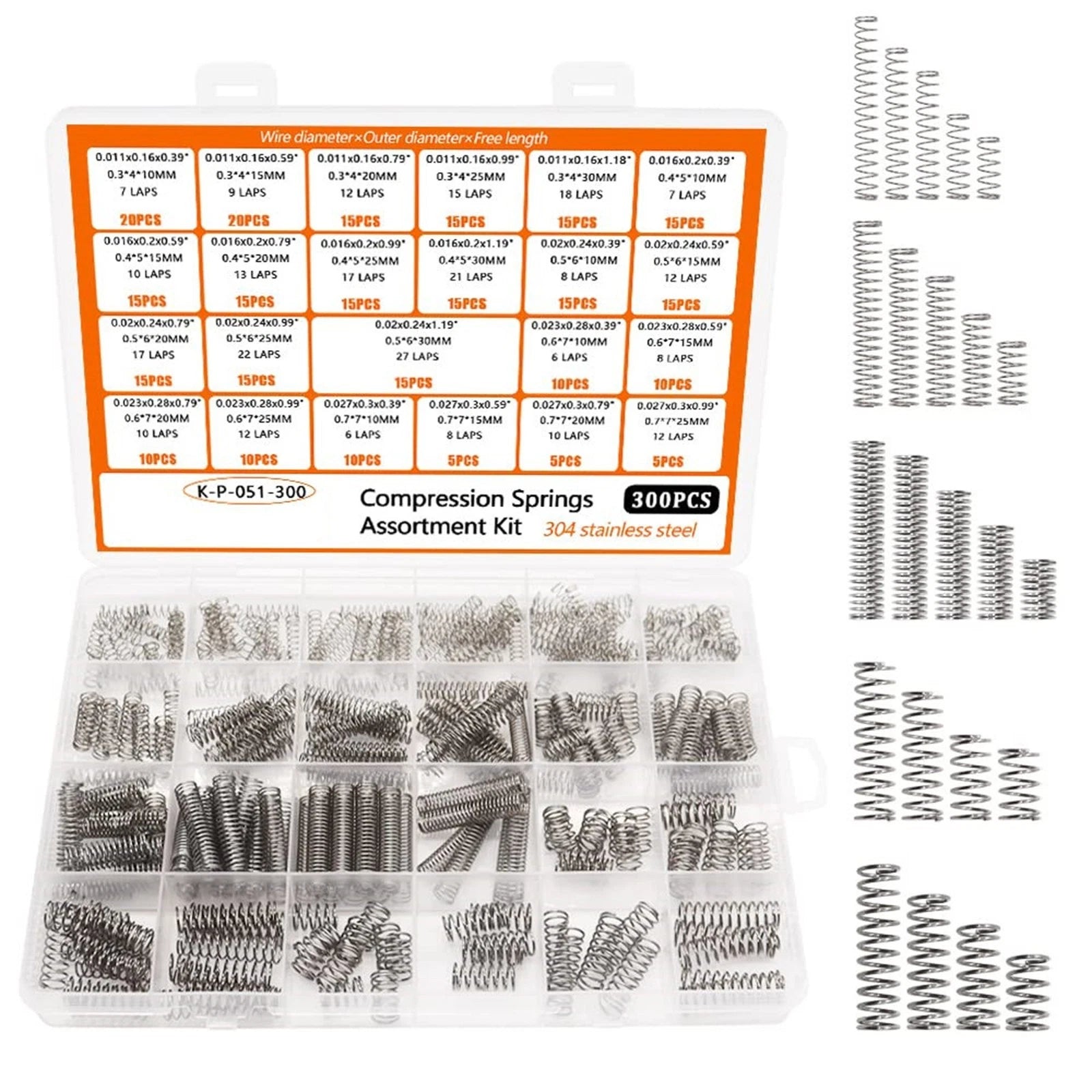 Compression Spring Assortment for Various Makes and Models (300 Pieces)
