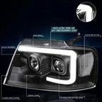 3D LED Bar Projector Headlight for Ford F-150/Mark LT (2004–2008)
