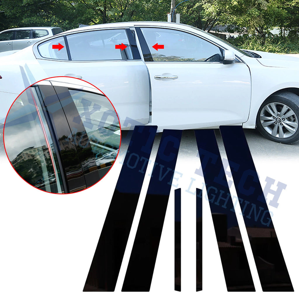 Black Tint Door Side Window Pillar Posts Cover Trims for Honda Accord (2013–2017)