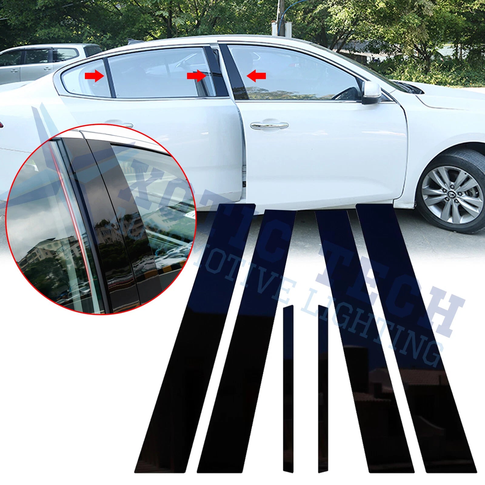 Black Tint Door Side Window Pillar Posts Cover Trims for Honda Accord (2013–2017)