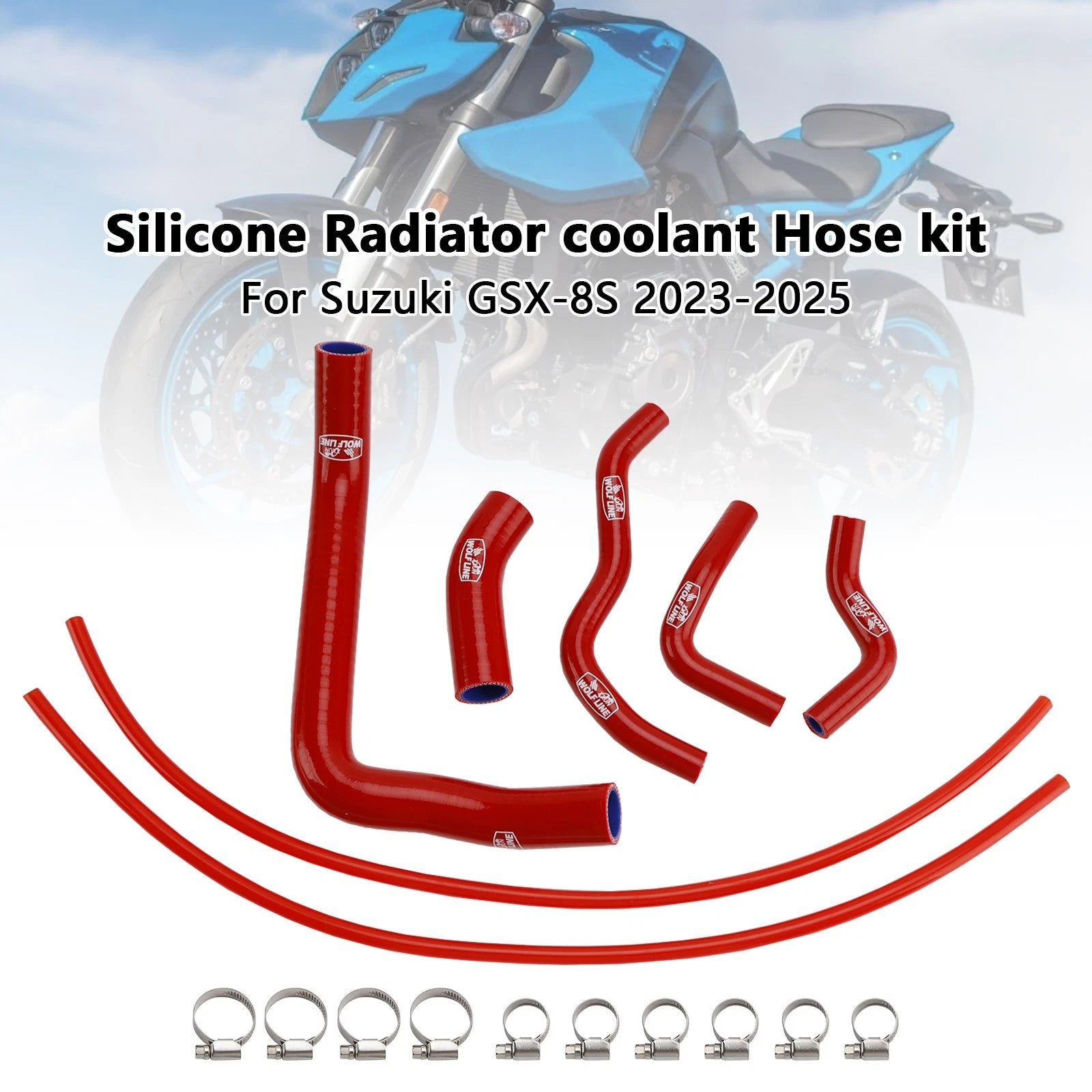 Silicone Radiator Coolant Hose for Suzuki GSX-8S (2023–2025) Red