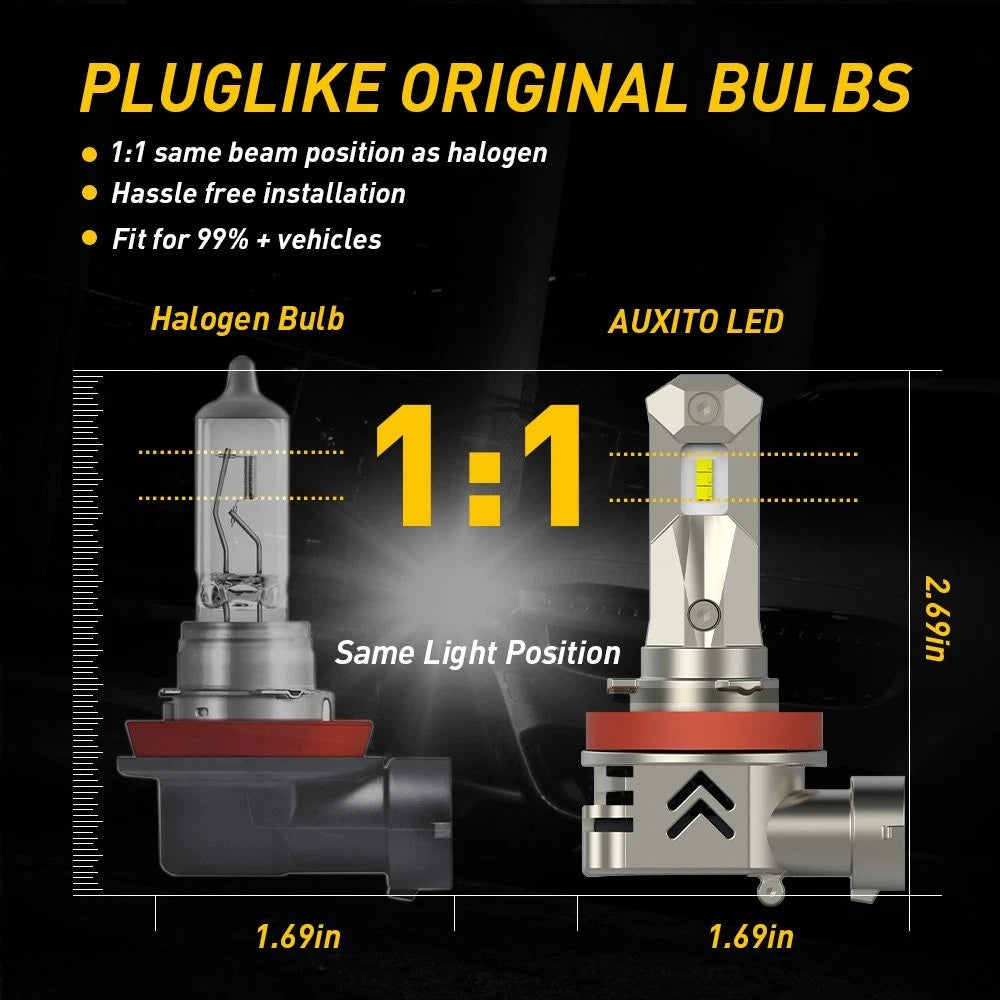 AUXITO 9005 H11 LED Headlight Bulbs Combo High Low Beam 6500K White for