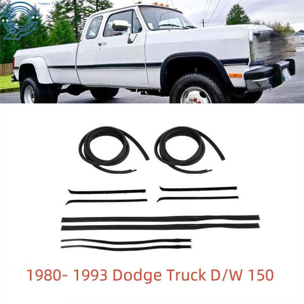 Set of 10 Door Window Weatherstrip Seals for Dodge Truck D/W 150 (1980–1993)