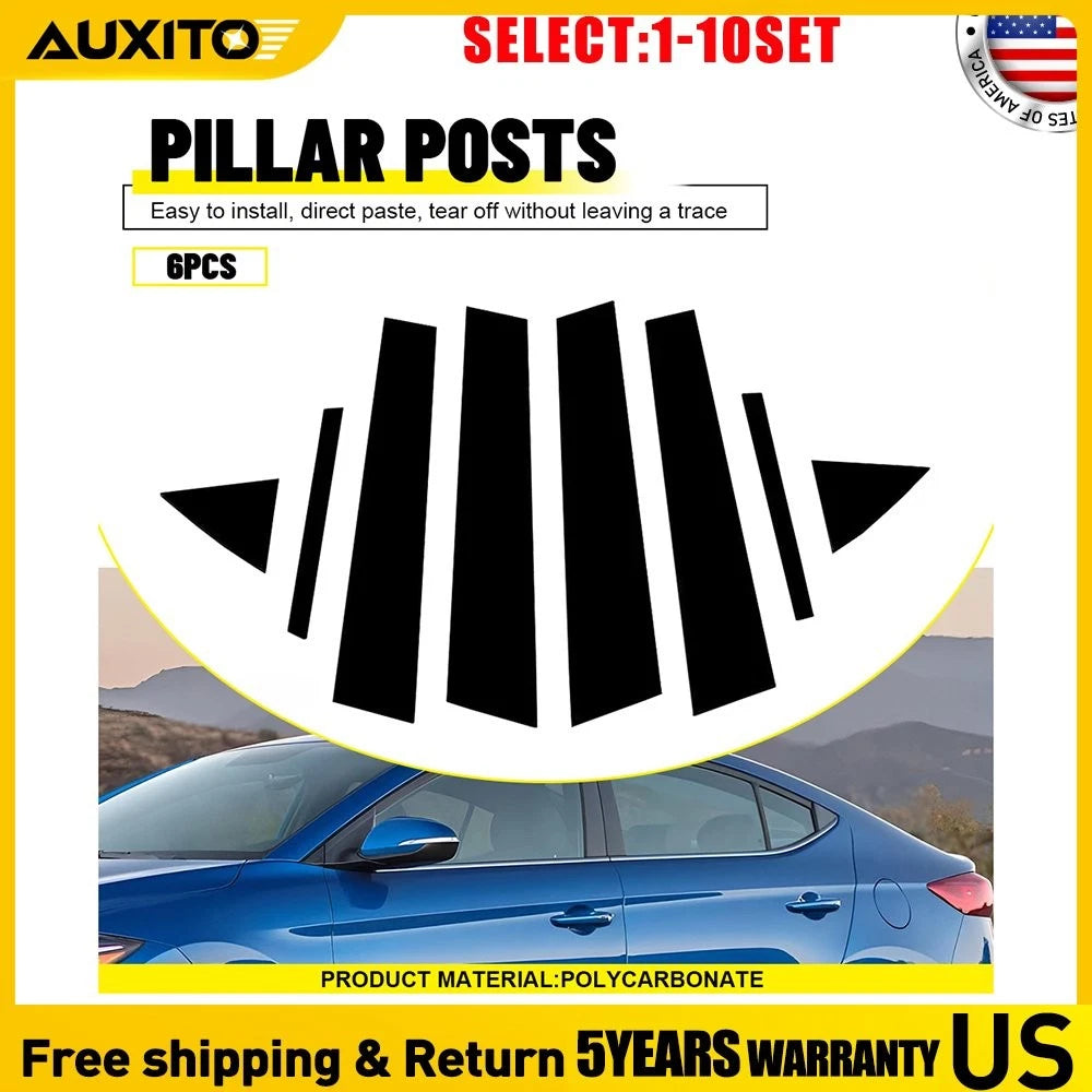 Glossy Black Window Door Pillar Post for Hyundai Elantra Sedan (2017–2020) 8-80X