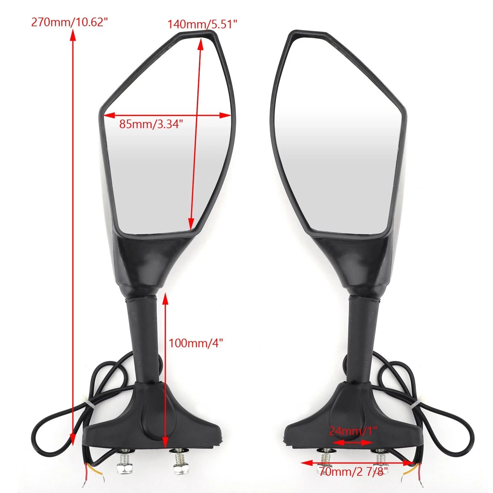 Pair LED Mirrors for Suzuki GSXR 600 750 1000 Hayabusa GSF SV Katana TL1000R
