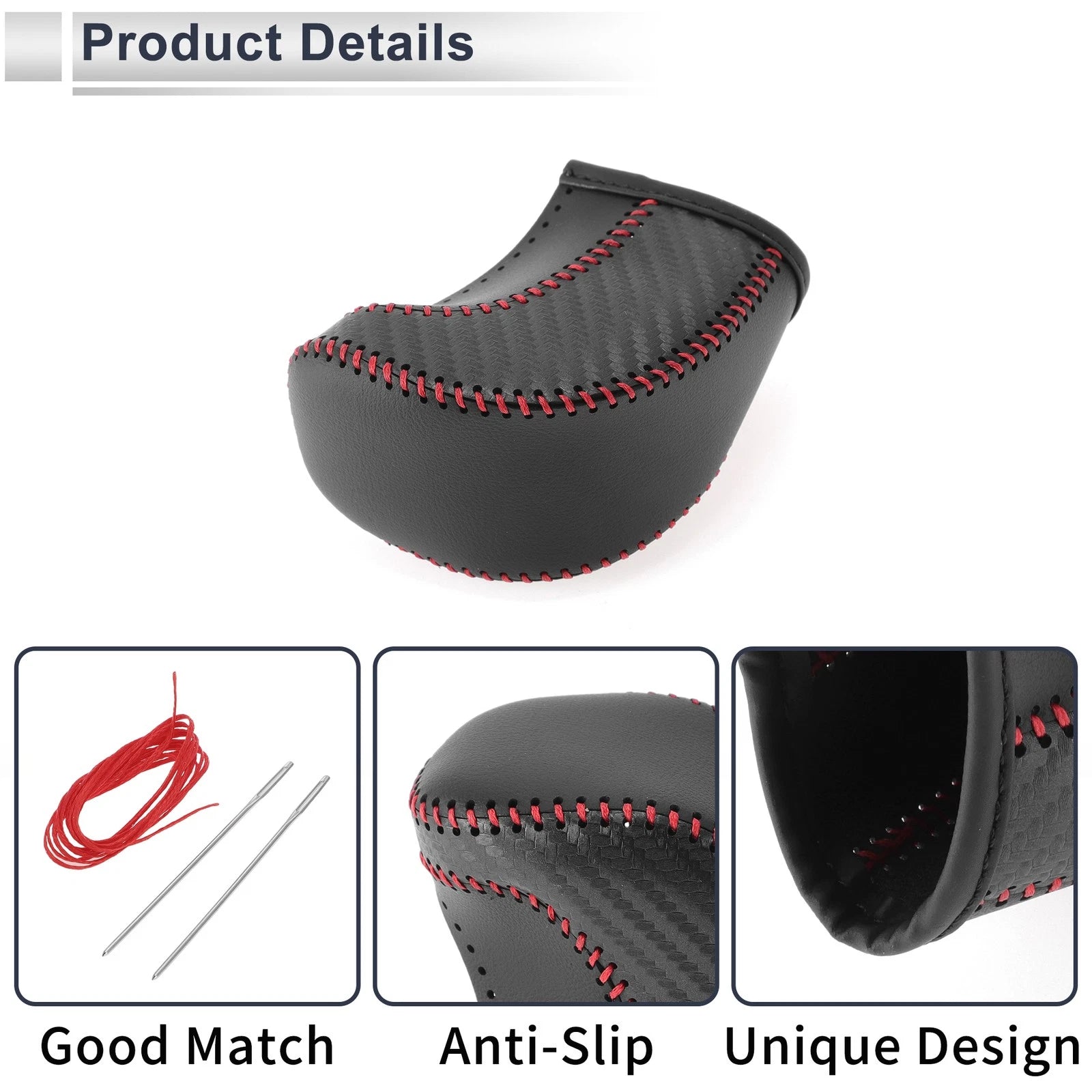 Gear Shift Knob Cover for Toyota Tacoma (2016–2022) Black Carbon Fiber Red