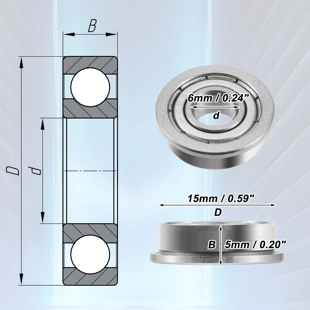10 Pcs F696ZZ Flanged Deep Groove Ball Bearings for Various Models 